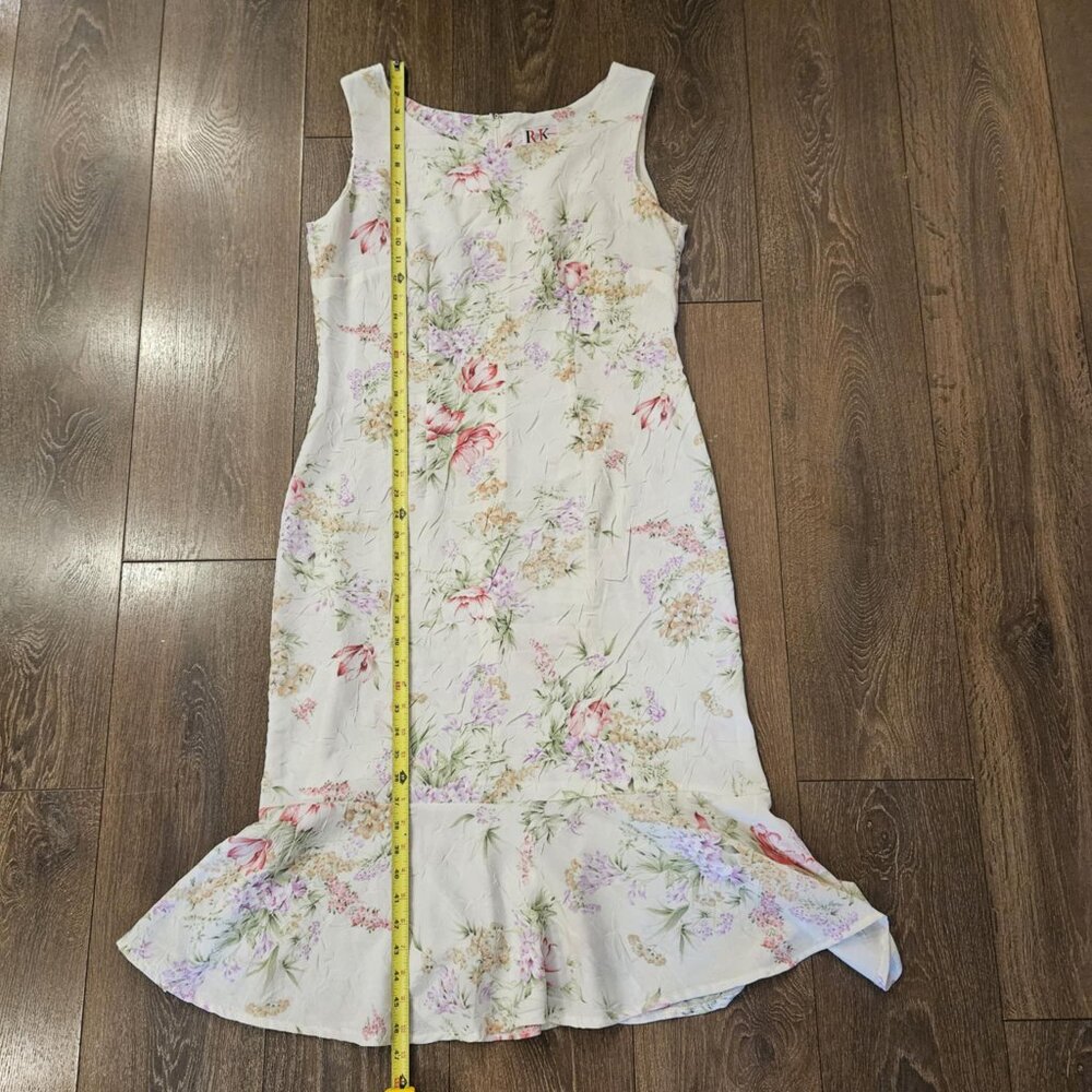 Vintage R&K Originals Light Cream Floral Cottage Style Maxi/Flare Dress Size M - Picture 11 of 16